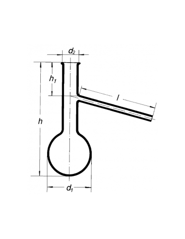Baňka frakční s trubicí natavenou uprostřed, SIMAX