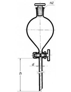 Nálevka dělící kulovitá se skleněnou zátkou, NZ, skleněný kohout, SIMAX