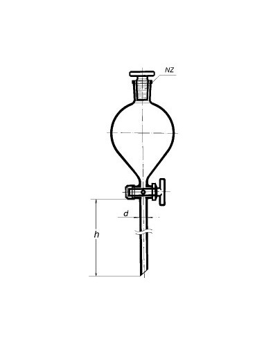 Nálevka dělící kulovitá se skleněnou zátkou, NZ, skleněný kohout, SIMAX