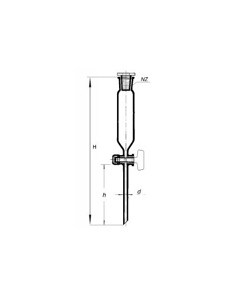 Nálevka přikapávací válcovitá se skleněnou zátkou, NZ, skleněný kohout, SIMAX