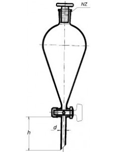 Nálevka dělící hruškovitá se skleněnou zátkou, NZ, skleněný kohout, SIMAX