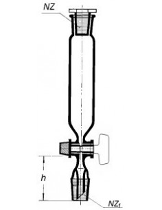 Nálevka dělící válcovitá se skleněnou zátkou, NZ, skleněný kohout, SIMAX