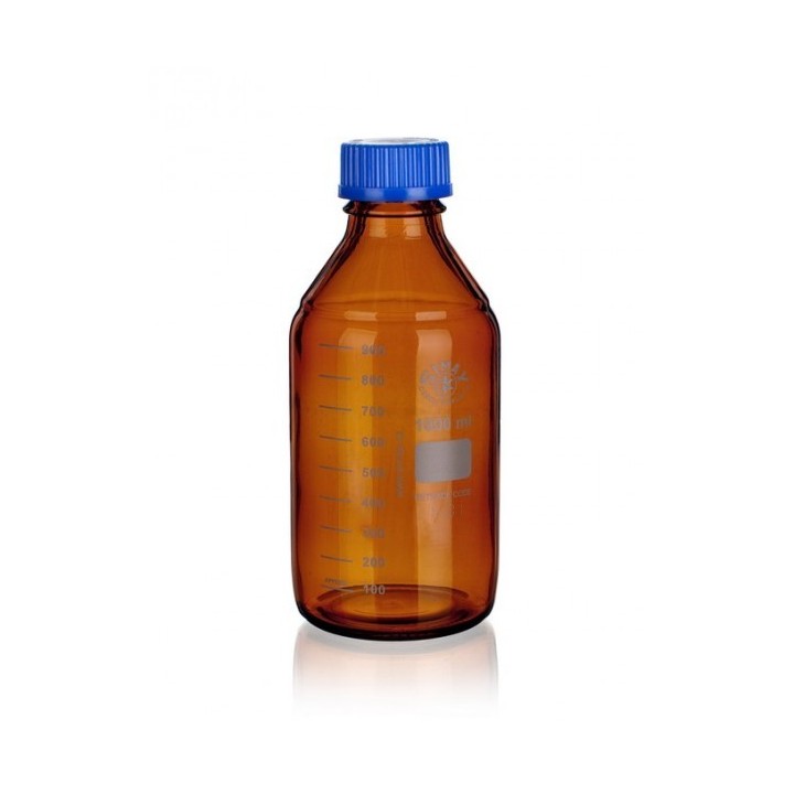 Láhev reagenční hnědá kulatá, s modrým uzávěrem, GL 32, 50 ml, SIMAX