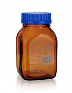 Láhev reagenční hnědá hranatá, s modrým uzávěrem, GL 80, SIMAX