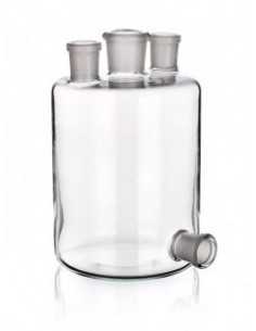 Láhev dle Woulffa se třemi hrdly NZ (3x 19/26), výpusť NZ 19/26, SIMAX