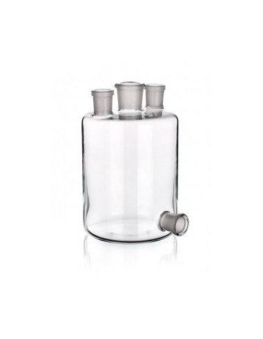 Láhev dle Woulffa se třemi hrdly NZ (3x 19/26), výpusť NZ 19/26, SIMAX