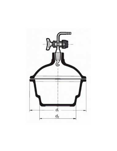 Exsikátor s plastovým hmatníkem, skleněným kohoutem a porcelánovou deskou, SIMAX