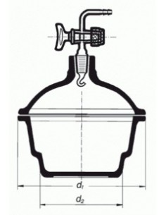 Exsikátor s tubusem, kohoutem NZ 24/29 a porcelánovou deskou, SIMAX