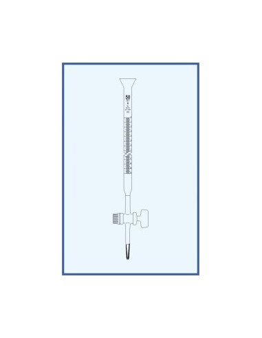 Byreta, tř. B, přímý kohout, skleněné kladívko, s rozšířeným kalichem