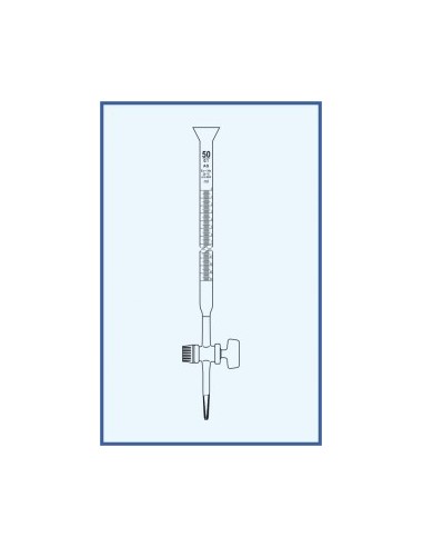 Byreta, tř. AS, přímý kohout, skleněné kladívko, s rozšířeným kalichem