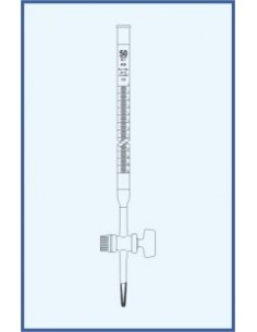 Byreta, tř. AS, se Schellbachovým pruhem, přímý kohout, skleněné kladívko, konformní