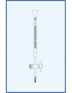 Byreta, tř. B, se Schelbachovým pruhem, přímý kohout, teflonové kladívko, s rozšířeným kalichem