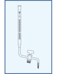 Byreta, tř. B, se Schellbachovým pruhem, postranní kohout, skleněné kladívko
