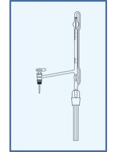Byreta automatická dle Pelleta, tř. AS, boční kohout, boční skleněné kladívko, přepouštěcí kohout, skleněné kladívko
