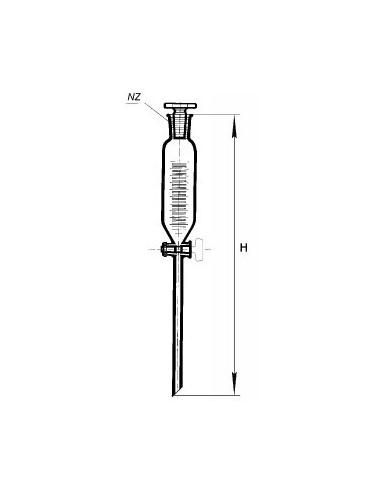 Lievik přikapávací válcovitá se skleněnou zátkou, NZ, skleněný kohout, s graduací, SIMAX